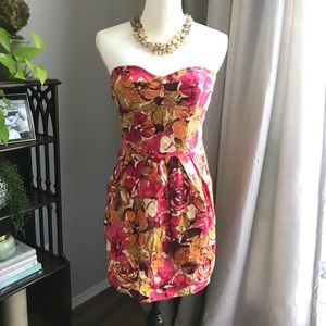 Multicolored Floral Print Dress W/ Pockets
